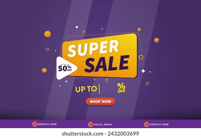 super sale discount template banner with copy space for product sale with abstract gradient purple and blue background design 01