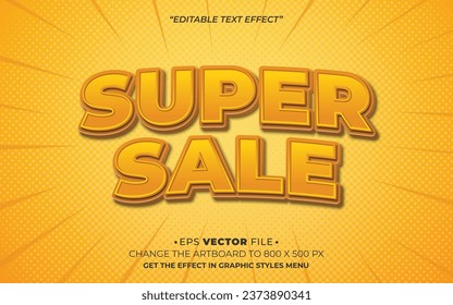 Super sale editable 3d text effect vector  template use for business brand,flyer and advertising  social media