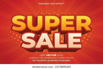 Superventa efecto de texto 3d editable efecto de texto vectorial plantilla para marca de negocios, volante y medios sociales de publicidad