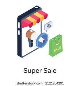 Super sale, editable isometric icon 

