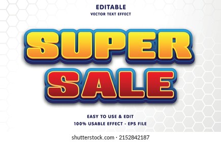 super sale editable text effect with modern and simple style, usable for logo or campaign title