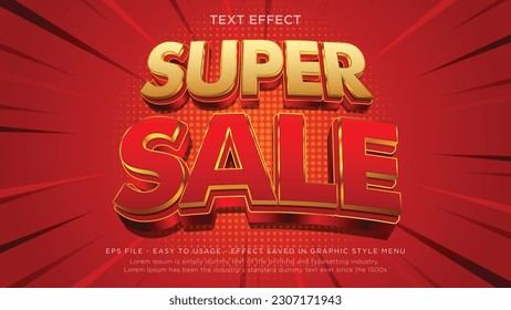 Efecto de texto editable de superventa con estilo 3d	
