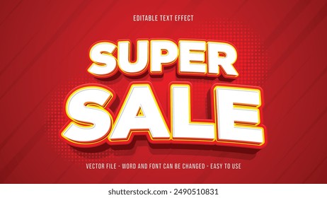 Efecto de texto editable Super sale, estilo de texto de dibujos animados