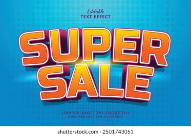 Super Sale editable text effect style 3d. Suit for Flash sale poster, banner, flash sale orange and purple 3d.