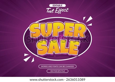 Super sale editable text effect with 3d cartoon text style