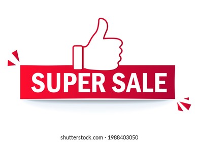 super sale flag with thumbs up.
