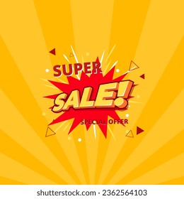 Super Sale Flayer Design with Red and Orange Color Background 