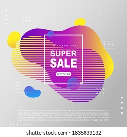 Super Sale Flüssigkeit, flüssiger Farbverlauf-Banner-Vorlage Design. Sie können für Super Sale Promotion verwenden. Werbeflyer, Rabattbanner