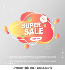Super Sale fluid, liquid gradient Banner template Design. You Can use for Super Sale promotion. Advertising shopping flyers, discount banners