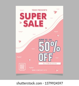 Super Sale flyer, banner or template with 50% discount offer for all item