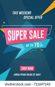 Super sale flyer / banner template. Vector illustration for social media banners, promotion, flyer and poster