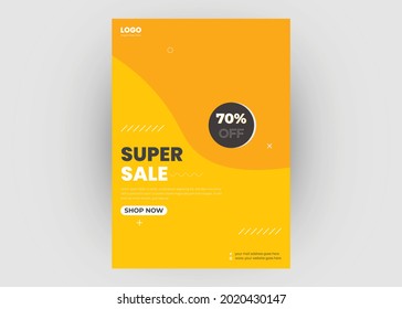 Super sale flyer design template. Cyber Monday Black Friday super sale flyer poster leaflet template. Hot weekend flash sale poster design