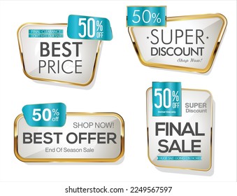 Super sale gold and white retro badges and labels collection 