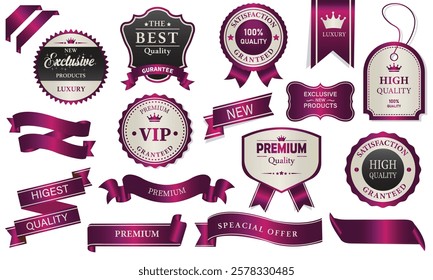 Super sale golden retro badges, ribbons and labels vector collection.