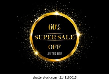 Super Sale Golden Ring Banner Promo 60% Vector