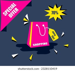 Super sale greeting. Template for marketing and advertising business.