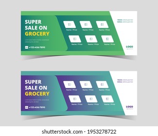 Super Sale Grocery Banner, Grocery Social Media Cover, Banner, Thumbnail