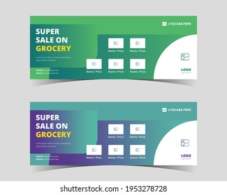 Super Sale Grocery Banner, Grocery Social Media Cover, Banner, Thumbnail