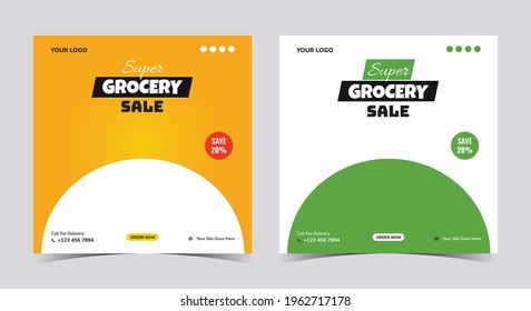 Super Sale Grocery Poster, Grocery Social Media Post And Flyer