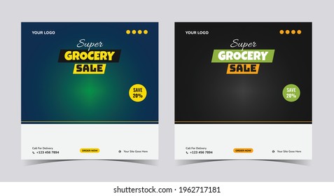 Super Sale Grocery Poster, Grocery Social Media Post And Flyer