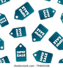 Super sale hang tag seamless pattern background. Business flat vector illustration. Business sale label symbol pattern.