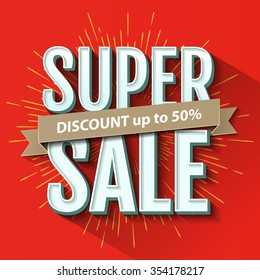 Super Sale inscription, design template. Super Sale banner. Vector illustration