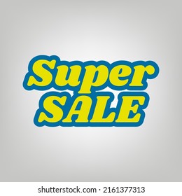 Super Sale inscription. Icon in colors of Ukraine flag (yellow, blue) at gray Background. Illustration.