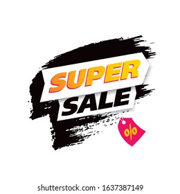 super sale label layout design, vector illustration