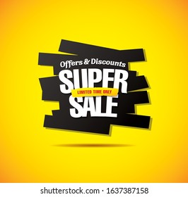 super sale label layout design, vector illustration