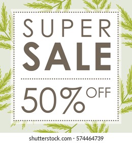 Super sale with leaf background