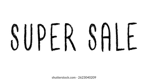 Super sale lettering Handwritten word Modern brush calligraphy Template for marketing ad, print, web, banner, poster, flyer Ink illustration