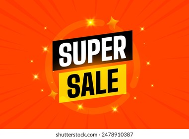 Super Sale Logo Orange Background with 3d star