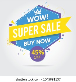 Super sale, Mega sale, Sale Banners, Labels and Stickers. Vector Illustration