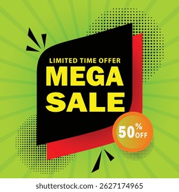 Super Venta, Mega Venta. Venta Flash, ilustración de stock de Anuncio de venta final	
