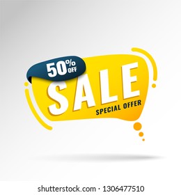 Super Sale, Mega. this weekend special offer banner, up to 50% off. Vector illustration.