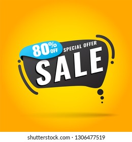 Super Sale, Mega. this weekend special offer banner, up to 80% off. Vector illustration.