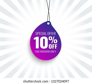 Super Sale, Mega. this weekend special offer banner, up to 10% off. Vector illustration.