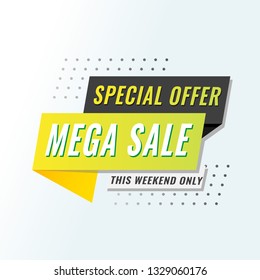 Super Sale, Mega. this weekend special offer banner. Vector illustration.