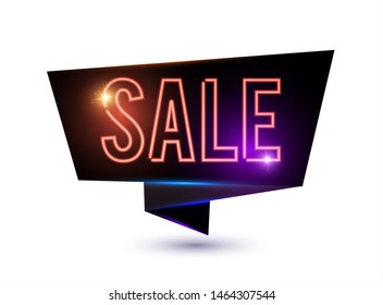 Super sale minimalistic banner with light effect. Special offer. Big sale.