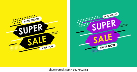 Super Sale modern Banner design template on yellow background