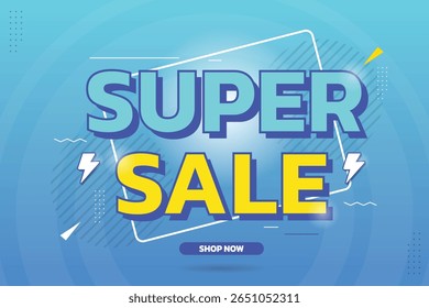 Super vente design de bannière moderne, Offre à durée limitée. Affiche de présentation abstraite de promotion à prix réduit. Illustration vectorielle de super vente.