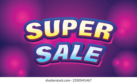 Super Sale Moderner Texteffekt lebendige Farbe. Vorlage für 3D-Text-Effekt-Stil. 3D-Schriftarten, Vektordateien