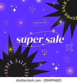 Super Sale Modern Trendy Banner. Special Offer Promo Cool Poster.