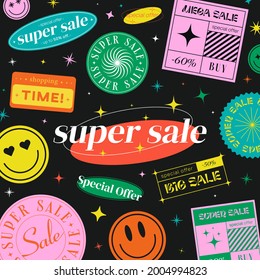 Super Sale Modern Trendy Banner. Special Offer Promo Cool Poster.