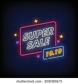 Super Sale Neon Signs Style Text Vector