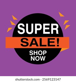 Super Sale Offer, Mega Deal Discounts, Advertising Poster Design With Flat Icon Loudspeaker