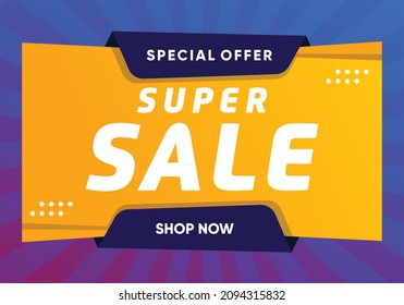 Super Sale Offer Template Yellow Purple Stock Vector (royalty Free 