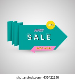 Super Sale paper banner. Sale background. Super Sale and special offer. 50% off. Vector illustration