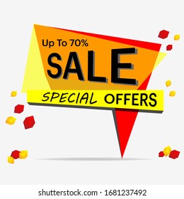 Super Sale paper banner, special seasonal offers up to 70% off. Vector illustration