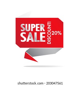 Super Sale and percentage discount wording on red roll paper, discount promotion, in pop art style